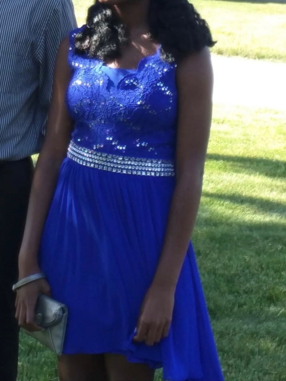 High Low Cobalt Blue Dress With Gems